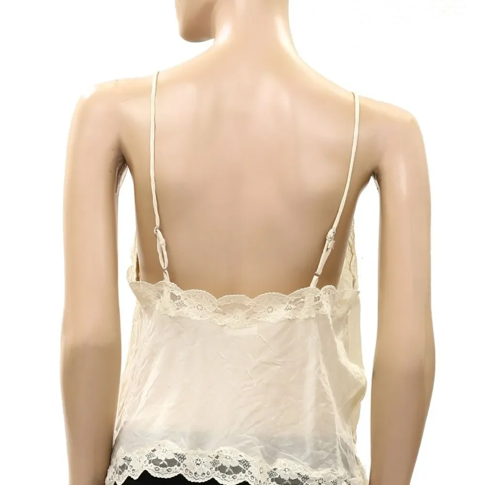Intimately Free People Meet Me In Memphis Cami Tank Top Lace Slip Cream M 289743